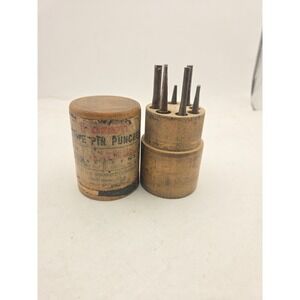 Starrett S565 Drive Pin Punch Set Wood With 7 Starrett Punches See Notes